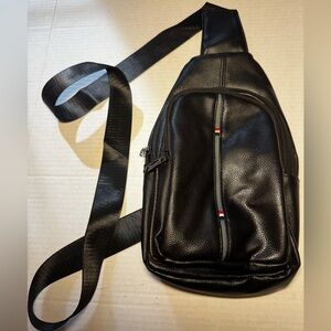 Elegant Black Faux Leather Crossbody Sling Bag